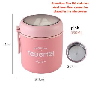 304 stainless steel insulated lunch box Insulated spoon food container Mini student breakfast box