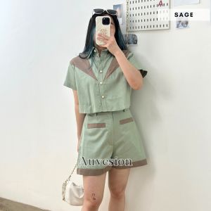 6150 Jessie Button Short Cotton One Set Wanita Katun Adem Tebal
