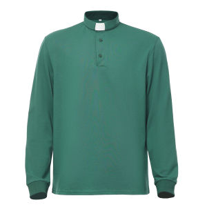 BLESSUME Mens Clergy Tab Collar Polo Shirt Long Sleeve Pastor Minister Preacher Shirt