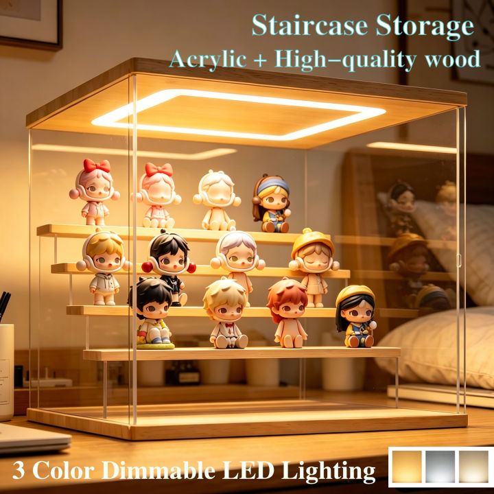 4/5Layers%20Acrylic%20Display%20Box%20Toy%20Storage%20Case%20Dustproof%20Desktop%20Organizer%20Storage%20Wooden%20Display%20Box%20With%20Lights%20-%20Image%202