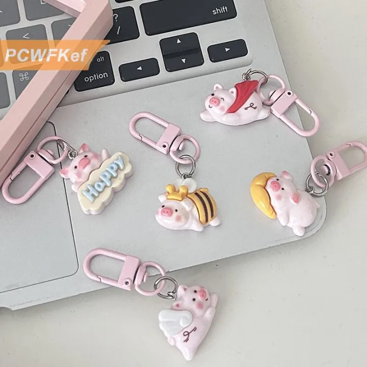 【PCWFKef】 Phim hoạt hình dễ thương Anime lợn hình Keychain Mặt dây ...