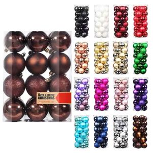 BIN LU 20pcs Christmas Balls 4cm 6cm 8cm Size Options Shiny Glitter White Champagne Gold Red Pink PVC Xmas Tree Decorations for Home Office Party Holiday Decor