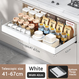 💖SG local stock💖Kitchen pull-out Drawer Scalable Adjustable drawer extendable sliding basket