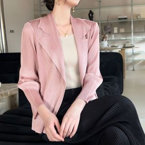 Miyake High-End Pleated High Drape Temperament Commute Versatile Casual Jacket # 5037