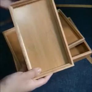 ABS Dulang Kayu Berpemegang Multi-Size Wooden Tray Organizer Serving Plate Plain Wood Tray For Coffee Table / Home Decoration / Desktop