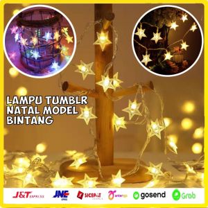 [8 meter] Lampu Tumbler Natal Model Bintang Aestetik Warna Warni Hias LED Natal Tahan Air 42 LED Lampu Natal Tahan Air Impor