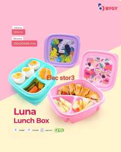 Kotak tempat Makan 1300ml LUNA / Lunch Box Souvenir Ulang Tahun Bahan sangat tebal Merek Biggy BPA FREE