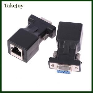 TakeJoy DB9 RS232 Male Female To RJ45 Female Adapter COM Port to LAN Ethernet Port Converter