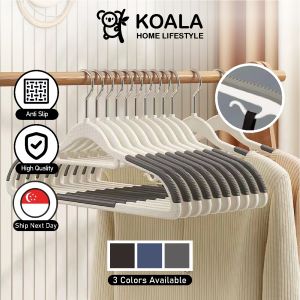 🇸🇬 🔥 Koala Home 10pcs Set Anti-Slip Hanger Clothes Hangers Wardrobe Closet Organizer Stainless Steel Adult/Kids