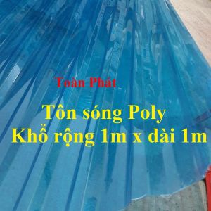(Khổ rộng 1m x dài 1m x dày 6 dem ) Tôn nhựa Poly MÀU XANH dạng sóng lấy sáng tôn nhựa che nắng che mưa
