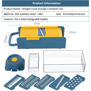 Konco New 5 in 1  Multi-functional Vegetable Chopper Fruits Cutter Salad Maker Potato Masher Mandoline Slicer Peeler Cutter Carrot Shredder Grater