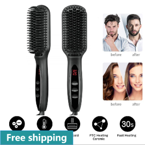Hair Straightener Comb Electric Beard Straightening Brush for Men & Women Portable Beard Brush Straightener with LED Display best hair straightener