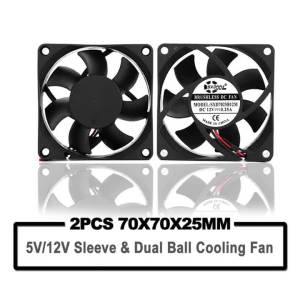 2 ชิ้น SXDOOL พัดลมระบายความร้อน 12V 70 มม. 7 ซม. 70mmx70mmx25mm 7025 ลูกปืนคู่ พัดลมเคสคอมพิวเตอร์ PC DIY เราเตอร์ GPU CPU พัดลมระบายความร้อน