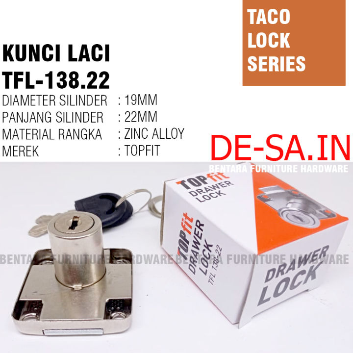 TopFit Kunci TFL-138 / 22MM - Lock Kunci Laci Kunci Drawer Lock Meja Lemari Pintu (Topfit by Taco)