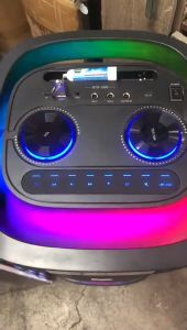 BTS-1989 8*2 Inch Dual 6.5 Inch Portable Bluetooth Karaoke Speaker with 2 Wireless Microphone RGB LED Light TWS USB TF FM Radio 3000mAh Outdoor Party Professional Audio System