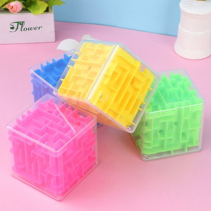 SEETE Kids Toys For Children 3D Six-Sided Magic Cube Puzzle Cube Toys Stress Reliever Rolling Ball Game 3D Maze Magic Cube Labyrinth Game Educational Toys