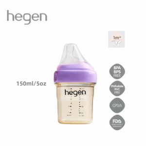 Hegen PCTO Feeding Bottle Wide Neck PPSU Newborn Breast Milk Bottle 1 Months+ 150ml/5oz with Slow Flow Teat