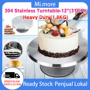 Mi.more 12inch Meja Putar Kue Penghias Kue Ulang Tahun Ultah Aluminium Turning Table Stainless Tatakan Kue Cake Tray Turntable