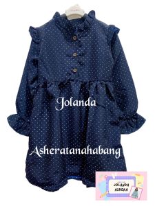JOLANDA TUNIK ANAK UMUR 4 - 16 TAHUN BAHAN WOLPEACH MOTIF BLUS ANAK FREE ONGKIR CASH BACK BISA COD