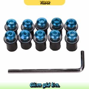 YIBAR Bộ 10 chiếc bu lông vít gắn kính chắn gió xe máy kèm đai ốc M5 dài 15mm