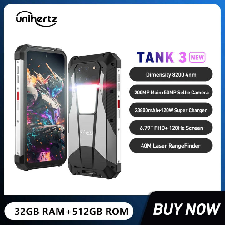 Unihertz Tank 3 Pro 5G Smartphone – 16GB RAM, 512GB Speicher, 200MP Kamera & Nachtsicht