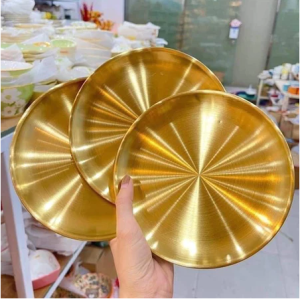 Đĩa tròn inox hàn quốc đựng thực phẩm đồ ăn trái cây không han gỉ siêu tiện dụng