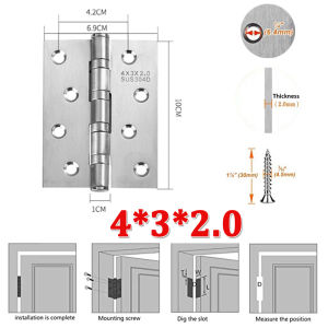 2PCS Door hinges Stainless Steel Door Hinge Heavy Duty Bearing For Door （With screws）