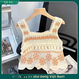 QK FA ✨ Áo yếm DệT Kim Thêu rỗng mùa hè Áo ba lỗ không Tay Tua Rua không đều cho nữ