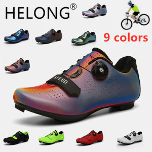 HELONG Road Cycling Shoes Men Bicycle Shoes Mountain Bike Shoes Sapatilha Ciclismo MTB Mountain Cycle Sneaker Triathlon Racing Shoes