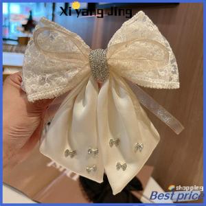 XYJ Flash Sale Home New Kẹp Tóc Satin Vải Trang Trí Bow Rhinestone Màu Đen Kích Thước Lớn Kẹp Tóc Phụ Kiện Cho Phụ Nữ Cô Gái
