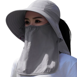 Sun Protective Face Cover Hat for Women Floppy Sun Hat with Adjustable Drawstring Breathable Hat for Outdoor Activity