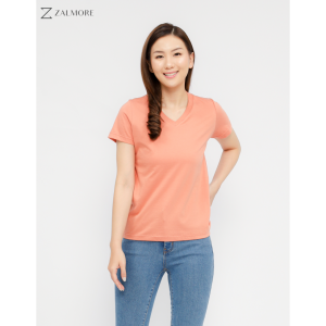 Zalmore Women Vneck Pastel Series T-Shirt Premium LUMA Cotton - Kaos Wanita Lembut Ringan Sejuk Anti Nerawang