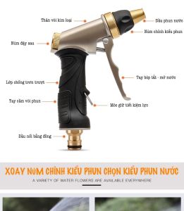 Vòi Xịt Tưới Cây Rửa Xe Tăng Áp 1 Tia INOX Tặng kèm khớp Nối Nhanh Giá 35k