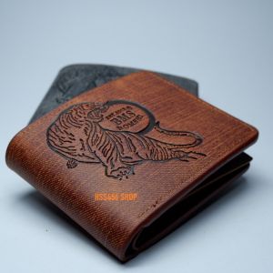 กระเป๋าสตางค์ผู้ชาย Bomshisky ปั๊มลาย ใบสั้น ชุดเป้าหมาย #JD-006 สีเขียว เสือ