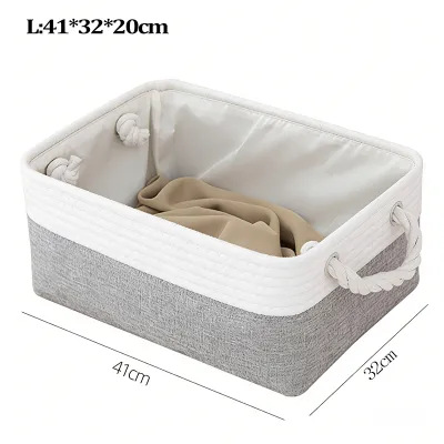 Canvas Storage Basket Fabric Storage Bins Foldable Clothes Toys Storage Boxes Organizer with Handles