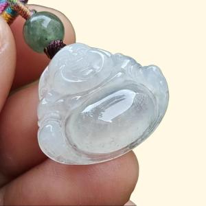 New Arrival Sg Local Seller - Natural Type A Jadeite Jade crafted as Milo Buddha Pendant certificate weighs 3.76 grams measurement 18.6 * 22.3 * 6.2 mm (pendant352)
