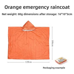 MAJESTICX 1Pcs Hiking Travel Tent Rainwear Emergency Raincoat Waterproof Hooded Sleeve Camping Rain Poncho Heat Reflective Outdoor Rain Cover
