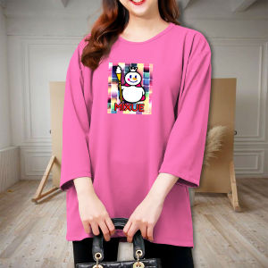 Mixu Kotak Kaos Atasan Wanita Dewasa Jumbo Oversize Lengan 3/4 Kekinian Korean Style Premium Terbaru