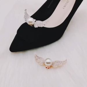 [Free Shipping] Angel Wings Shoe Charms High Heel Accessories Wedding Shoe Decorations Full Diamond Shoe Ornaments Shoe Decorative Buckles Shoe Accessories