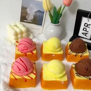 Pet Home-my Ice Cream Bread Squishy Toy Soft Pu Slow Rise Kawaii Stress Relief Squeeze Fidget Home Desk Decor Gift