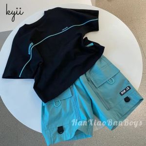 kyiibaby New western style baby children summer clothes handsome boy short sleeve two-piece set kybb282