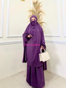 Nisa Galleri gamis umroh set cadar FK+Rok lesti one set crinkle/ Frenchkhimar syari/oneset umrah dan Haji / dresw syari