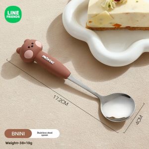 100% Authentic Line Friends Serveware Soup Spoon Stainless Steel 304 Household Dessert Coffee Spoon BROWN CONY LFB296/LFB297/LFB42/LFB43/LFB44/LFB45