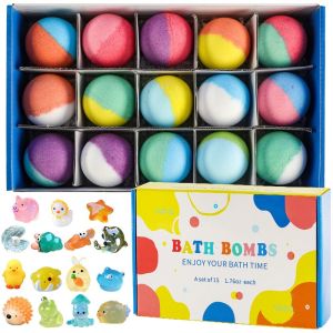 NEXASHOP 15-Pack Ocean Theme Bath Bomb Toys with Surprise Toys Color Changing Spa Bath Bombs with Surprise Gifts Soothing Bath Bath Salt Balls Set For Kids