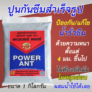 PowerAnt ปูนฉาบกันซึม ซุปเปอร์ พรู๊ฟ 1 กก. ป้องกัน แก้ไข กันน้ำรั่วซึม ซ่อมรอยร้าว ทำบ่อน้ำ สระน้ำ ปูนสำเร็จรูป