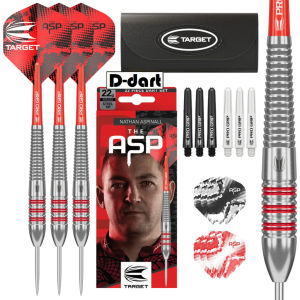 TARGET STEEL TIP DARTS - 22G TEAM PRO ASP NATHAN ASPINALL BRASS STEEL DARTS (ARROW DART KELULI)
