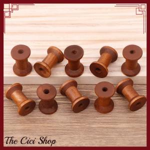 [The Cici Shop] 10Pc Vintage Wooden Spools DIY Reels Organizer For Sewing Ribbons Twine Wood Crafts Tools Thread Wire Spool Needlework Supplies