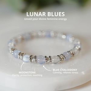 Lunar Blues Crystal Bracelet | Moonstone Blue Chalcedony
