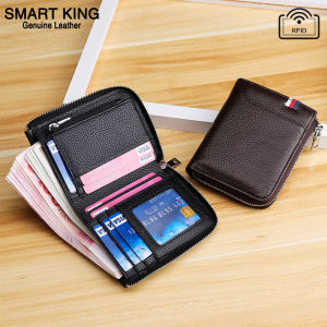 Smart King New Fashion Short Wallet Purse For Men Genuine Cow Leather Fashion Super Hot Cool Clutch Passport Bag Card Clip Multifunction Anti-Rfid