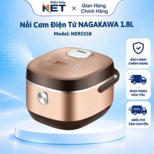 Nồi Cơm Điện Tử NAGAKAWA NER5558 1.8L 860W | 10 Chế Độ Nấu | Gia Nhiệt 3D | BH 12 Tháng